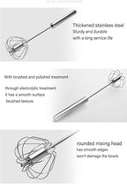 Stainless Steel Semi-Automatic Whisk, Hand Push Rotary Whisk Blender, Versatile Milk Frother for Blending, Whisking, Stirring (13 Inch)