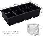 Bangp Large Ice Cube Tray for Whiskey,2 Pack Stackable Big Ice Cube Molds Make 16 Big Whiskey Ice Cubes,Easy Release Square Ice Cube Maker for Cocktails,Whiskey,Soups and Frozen Treats