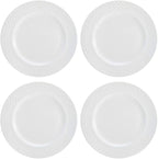 Mikasa Trellis Bone China 16-Piece Dinnerware Set, Service for 4, White Lightweight Porcelain with Textured Design, Chip-Resistant and Dishwasher Safe