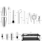 Bartender Cocktail Mixing Kit, Silver Barware Set, Professional Bar Tools with Bottle Opener and Shaker