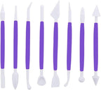 Marshmallow Fondant Cake Decorating Hand Tool 12 Pcs 5 Sets Sugarcraft Gumpaste Icing Smoother Rolling Pin Trimmer Cutter Embosser Flower Scissor Modelling Accessories Supplies Kit Purple