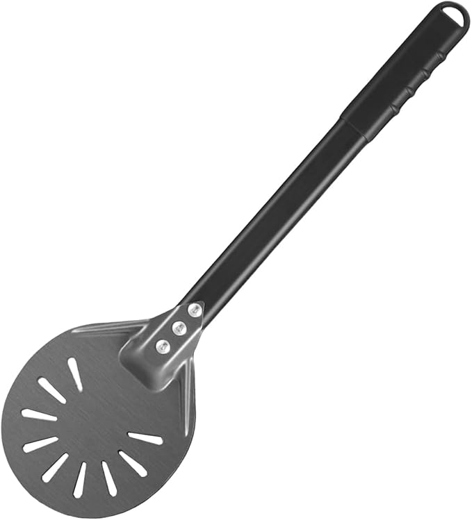 Pizza Turning Peel 6 Inch Round Anodized Aluminum Perforated Pizza Peel Turner With Metal Handle Pizza Paddle Spinner For Outdoor Pizza Oven Accessories