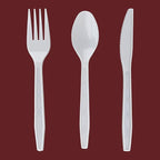 Party Bargains White Plastic Cutlery 720 pcs: 360 Forks, 240 Spoons, 120 Knives. Argyle Design, Heavy Duty & Solid Disposable Silverware Utensils Combo Pack Set for Weddings, Buffets, Luncheons