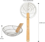 Helen’s Asian Kitchen Spider Strainer | 7-Inch Stainless Steel Wire Mesh Ladle with Sustainable Wood Handle for Large Batch Cooking and Frying