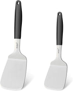 Beijiyi Stainless Steel Spatulas, 2 Pcs Metal Spatula Set for Cooking with Silicone Handle, Heavy Duty Turner for Cast Iron Skillet, Flat Top Grills, Kitchen Utensils for Steak, Pancake, Smash Burger
