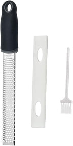 Lemon Zester Grater with Handle, Multi-use Kitchen Tool for Zesting Fruits, Grating Vegetables, Cheese, and Spices, with Protective Cover & Cleaning Brush