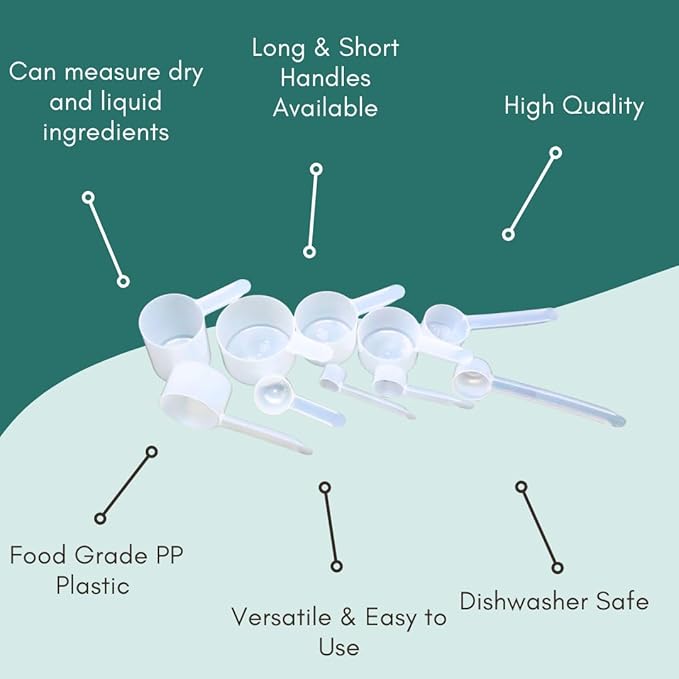 2 Tablespoon (1/8 Cup | 1 Oz. | 6 Teaspoon | 29.6 mL) Long Handle Scoop for Measuring Coffee, Pet Food, Grains, Protein, Spices and Other Dry Goods (Pack of 10)