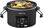 Gourmiia 4.5 Qt Programmable Slow Cooker with 5 Presets, Slow Cook, Digital Timer, Keep Warm Function, Nonstick Interior, Dishwasher Safe, Black