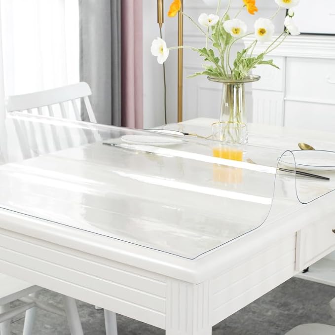 Warmstar Clear Table Cover Protector 38 x 96 Inch,1.5mm Thick Plastic Table Cover Rectangle,PVC Clear Table Protector,Desk Protector Mat for Kitchen, Dresser, Writing Desk，Dining Room Table