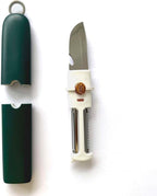 5-in-1 Small Cutting Board Set，Multifunctional Travel Stainless Steel Fruit Knife with cover，Outdoor Portable Peeling Fruit Potato Peeler for Travel, Camping, Kitchen (green)