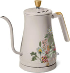 Beautiful 1L Electric Gooseneck Kettle, Precision Pour Spout, 1200W Fast Boil, Auto Shut-Off, Cordless, Stainless Steel, Tea & Coffee Maker with Ergonomic Handle, Wildflower Porcini Taupe