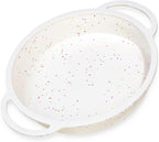 9 Inch Round Cake Pan, Metal Reinforced Frame Silicone Cake Mold for Baking with Handle Easy to Move Confetti