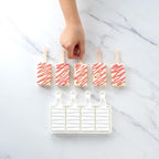 Pastry Tek 4 Cavities Popsicle Mold, 1 Rectangle Cakesicle Mold - Flexible, Freezable, White Silicone Cake Popsicle Mold, Easy Release, For Baking - Restaurantware