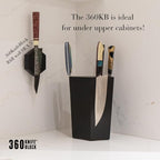 The 360KB ™ (Black) magnetic rotating knife block - handmade in Washington - shortest member of the 360 Knife Block ® family