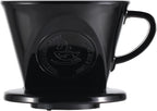 Melamine Pour Over Coffee Maker with 3 Drip Holes, Pour Over Coffee Dripper For Camping, Home, Café, Size 02 (Black)