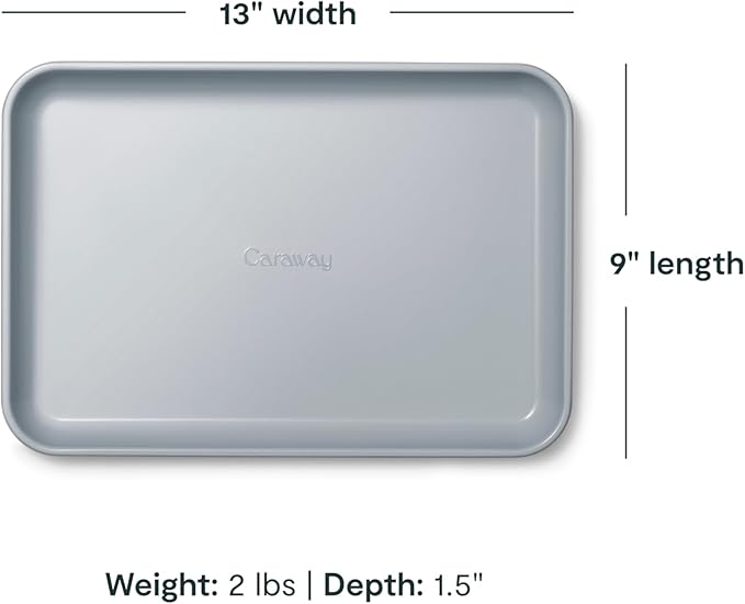 Caraway Nonstick Ceramic Small Baking Sheet (9x13”) – Non-Toxic, PTFE & PFOA Free – Oven Safe – Aluminized Steel Core – Mini Sheet Pan for Baking, Roasting & More - Perracotta