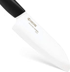 Kyocera’s Revolution 4-Piece Ceramic Knife Set: Ceramic Chef Knife For Your Cooking Needs, 7" Chef's Santoku, 5.5" Santoku, 4.5" Utility & 3" Paring Knives, Black/White