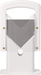 Hoan The Original Bagel Guillotine Slicer - 9.25-Inch Stainless Steel Blade Slicer - Safe and Efficient Easy Bagel Cutter for Muffins, Rolls, Buns with Precision Ground Serrated Blade (White)