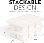 BLOXX Silicone Ice Cube Tray with Lid for Freezer | BPA Free Ice Cube Tray Mold Makes 2in Cubes | Stackable Ice Cube Molds is Dishwasher Safe | Easy release 6 Flexible Ice Cube Trays for Freezer