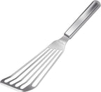 KSENDALO One-piece Fish Spatula Stainless Steel SUS304 - Thick Spatula with Flexible Thin Angled Blade Slotted Egg Flipper, Hollow Grip Metal Turner for Fish/Eggs/Omelettes, Dishwasher Safe