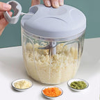 Food Chopper,Garlic Chopper with Container,Vegetable Kitchen Cutter,Pull String Hand Manual Food Processor Sharp Blades Mincer Shredder for Cutting Onions Chili Ginger Seasoning (Pink, 900ml)