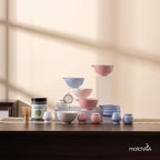 Matcha Whisk Set - Ceramic Bowl, Bamboo Whisk with Holder, Storage Canister, Sifter, Schima Spoon with Rest, Tea Towel - 8 Pcs Complete Kit for Traditional Matcha and Modern Lattes (Purple)