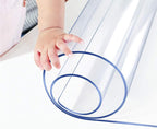 Wadrac Clear Table Protector Plastic Table Cloths PVC Night Stand Table Cover Mat Office Desk Mat Shelf Surface Protection Crystal Children Painting Cover Pad Transprent Rectangular 34x72 inch
