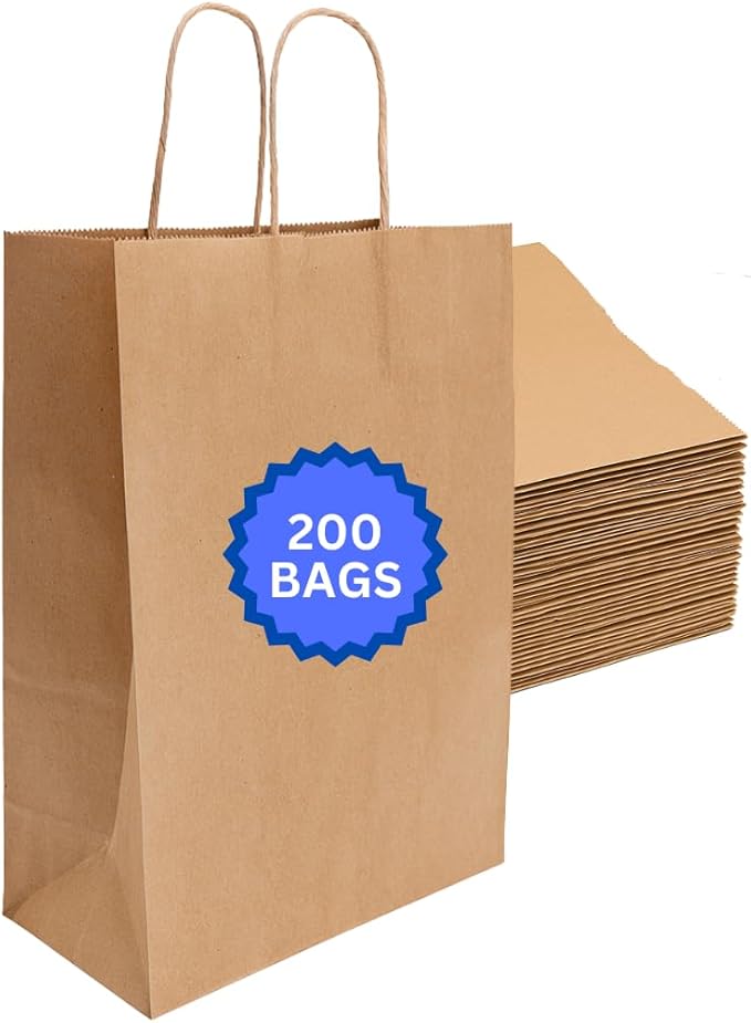 ASSUREPAK Paper Bags - Handle - Kraft Color - 16"x6"x19" - 200 units - 74 LB Weight basis (110 GSM strong) Twisted Handle. Packed in cases. - Kraft/Natural - 16619NKPAPTHDL