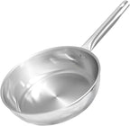 SUNHOUSE 9 Inch Tri-Ply Stainless Steel Frying Pan, Whole-Clad No Coatings Skillet with Stay-cool Handle for Cooking, Durable & Oven Safe to 500°F, Dishwasher Safe, Compatible with All Cooktops
