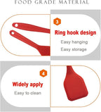 2 Pieces Mini Spatula Small Spatula Brownie Serving Set Flexible Nonstick Silicone Red Serve Slotted Spatula Turner for Cooking, Baking & Flipping Eggs