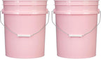 House Naturals 5 Gallon Premium HPDE Plastic Bucket - Made in USA Food Grade Storage Container, BPA Free All Purpose Pail (2, Pink)