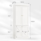 70.8" Tall Farmhouse Kitchen Pantry Cabinet with Doors, Modular Storage Cabinet with 4-Tier Adjustable Shelves, White, Wooden Hutch for Kitchen, Living Room, Set of 4