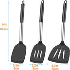 3Pcs Silicone Spatula Set Heat Resistant Spatulas for Nonstick Cookware Fish Turner Plastic Spatulas Rubber Wok Spatula, Long Large Spatula Silicone Cooking Use Kitchen Utensils Set