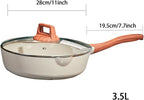 Frying Pans Nonstick with Lid, 10/11 inch Skillets and Frying pans,Granite Cooking Pan with Pour Spout,Non Toxic Pan for Stove,Induction,Gas,Pb, Cd PFOA Free(Granite, 11inch)