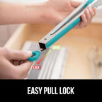 GORILLA GRIP Stainless Steel Heat Resistant Kitchen Tongs for Cooking, 9 + 12 Inch, Set of 2 BBQ Tong, Non Scratch Silicone Tip for Pan, Strong Grip, Grab Food, Salad, Air Fryer, Pull Lock, Turquoise