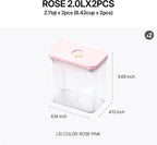 VAKUEN Premium Airtight Food Storage Containers ROSE 2.0L(2.11qt) 2P/SET, Patented Double Silicone Lining, 100% Leak Proof, BPA-FREE