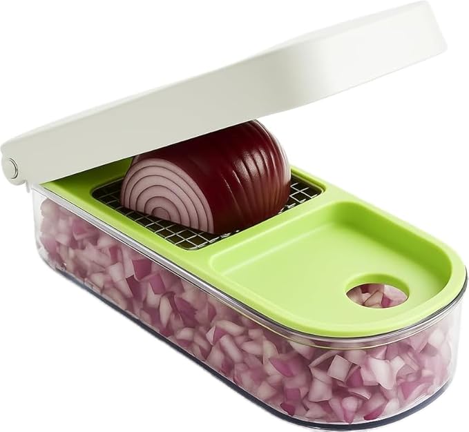Vidalia Chop Wizard, Vegetable and Fruit Chopper with 2 Cup Base, Stainless Steel Blades, Dishwasher Safe