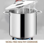 HOMICHEF 16 Quart LARGE Stock Pot with Glass Lid - NICKEL FREE Stainless Steel Healthy Cookware Stockpots with Lids 16 Quart - Mirror Polished Induction Cooking Pot