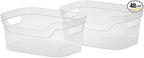 Sterilite 9.5 x 6.5 x 4 Inch Small Open Scoop Front Clear Storage Bin with Comfortable Carry Through Handles for Household Organization (48 Pack)