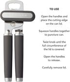 KitchenAid Classic Multifunction Can Opener and Bottle Opener Easy to Use, Razor Sharp Stainless Steel Cutting Wheel, Soft Ergonomic Handles, Charcoal