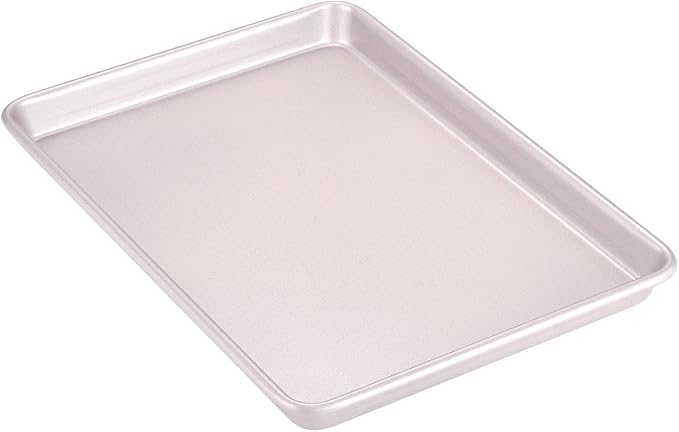 CHEFMADE 13-Inch Rimmed Baking Pan, Non-Stick Carbon Steel Cookie Sheet Pan for Oven Roasting Meat Bread Jelly Roll Battenberg Pizzas Pastries 9.7" x 13.6" x 1" (Champagne Gold)