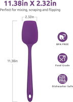 Heat Resistant Silicone Spoon Spatula: U-Taste 600ºF High Heat Flexible 11.38in Silicon Mixing Stirring Cooking Scraping Baking Bowl Scraper Seamless Spreader for Nonstick Cookware (Purple)