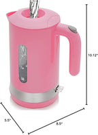 OVENTE 1.8L Electric Kettle, 1500W Fast Boiling Heater for Coffee or Tea, BPA Free, Easy to Fill Lid, Water Level Window, Auto Shut-Off, Boil-Dry Protection and Removable Filter, Pink KP413P