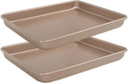 Baking Sheet Pans,2 Pack Nonstick Baking Pans Cookie Sheet Brownie Pan,Bread & Cake Pan, Toaster Oven Tray Bakeware, Small Nonstick Baking Tray, Heavy-Duty Bread Loaf Pan (8.6 X 6.6 X 0.98 Inches)