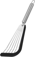 uxcell Stainless Steel Fish Spatulas with Handle Kitchen Cooking Spatula for Egg, Fish, Pancake Black