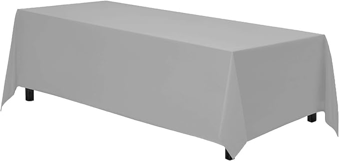Gee Di Moda Rectangle Tablecloth - 70 x 120 Inch Silver Table Cloth for 6 or 8 Foot Rectangle Table - Heavy Duty Washable Fabric - for Buffet Table, Holiday Party, Dinner, Wedding & Baby Shower