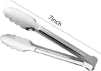 Serving Tongs, Stainless Steel Kitchen Cooking Food Buffet Mini Salad Appetizer Tong Small 6 Pack 7 Inch