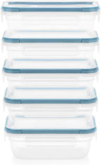 Snapware Total Solutions (5-Pack, 3 Cup) Plastic Food Storage Containers Set, Airtight & Leakproof Locking BPA-Free Lids Tupperware, Freezer Dishwasher Microwave Safe