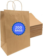 ASSUREPAK DIY Grocery Paper Bags - 200 units - 14"x10"x15.75" - Handle - Kraft Color - 74LB (110 GSM strong) - Recyclable Food & Supermarket Bags for Decorating & Branding - 141016NKPAPTHDL