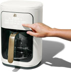 Beautiful 14-Cup Programmable Coffee Maker, Touch-Activated Display, Auto Brew with 3 Flavor Options (White Icing)